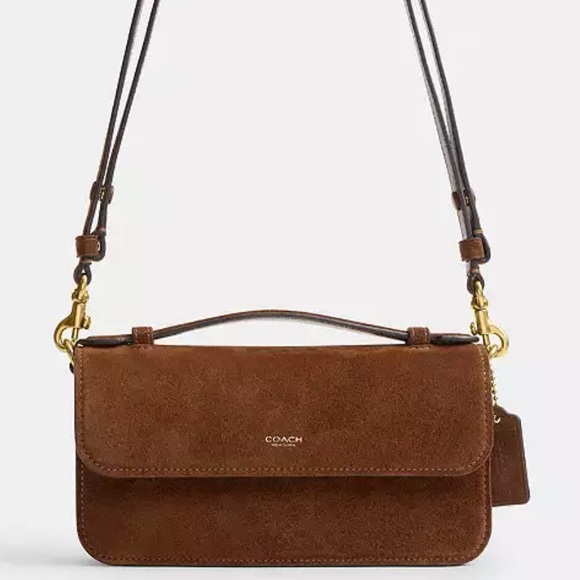 Coach Handbags - Coach Rich Brown Suede Crossbody Bag